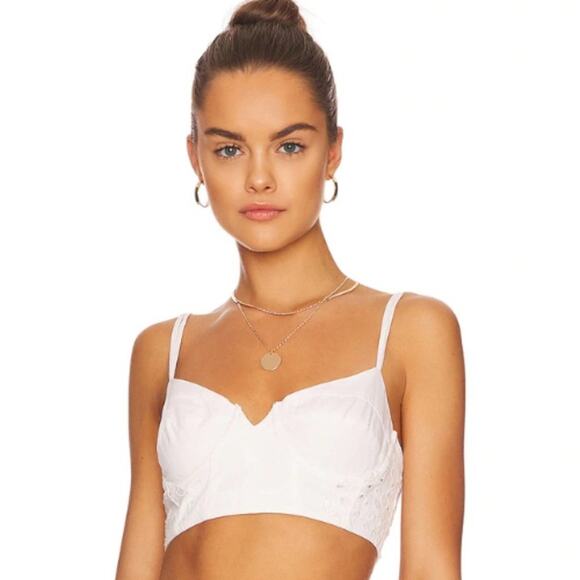 Tularosa Valentina Embroidered Bra Top in White NWT Size Large - Picture 1 of 3